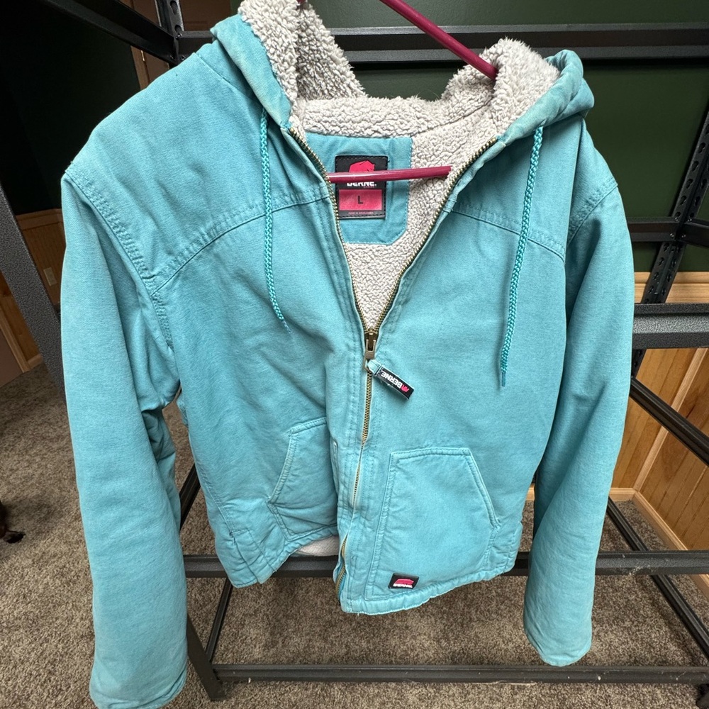 Berne Teal Zip-Up Hoodie with Sherpa Lining